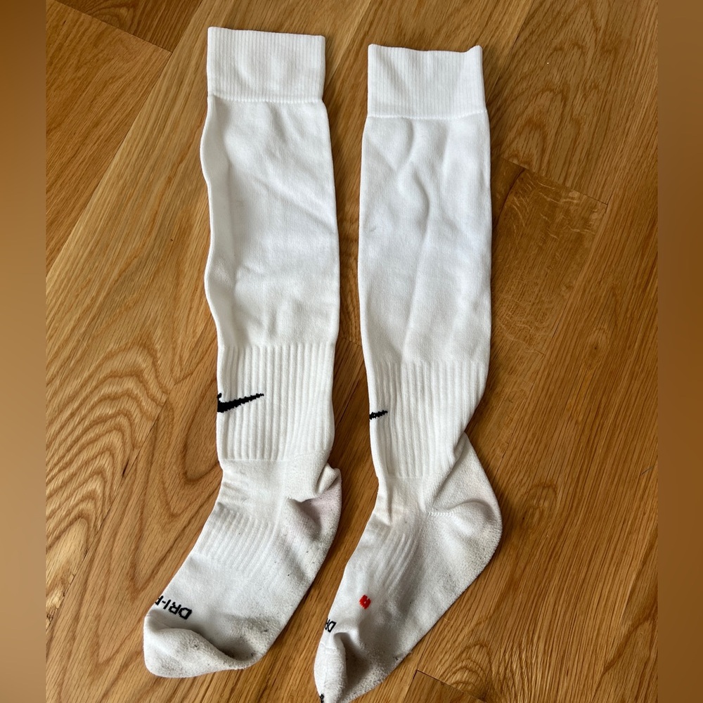 White Nike Dry Fit Soccer Socks